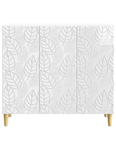 Credenza Bianco Lucido 89 x 34,5 x 80 cm Legno ingegnerizzato