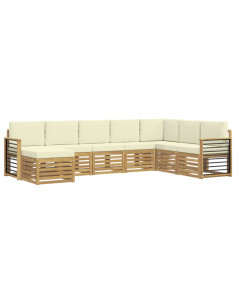 Set di divani da esterno 8 pcs Bianco e Crema 2