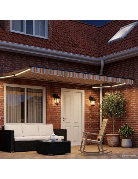 Tettuccio Elettrico Retrattile Blu e Arancione 5 x 3 m