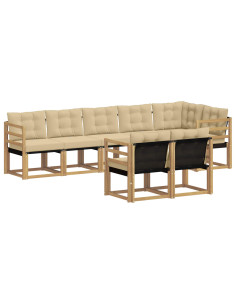 Set di divani da esterno con cuscino 8 pcs Bianco e Beige 2