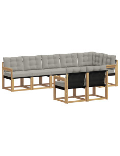 Set di divani da esterno 8 pcs Bianco e Grigio Chiaro 2