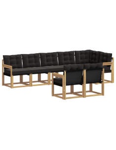 Set di divani da esterno con cuscino 8 pcs Bianco e Nero 2