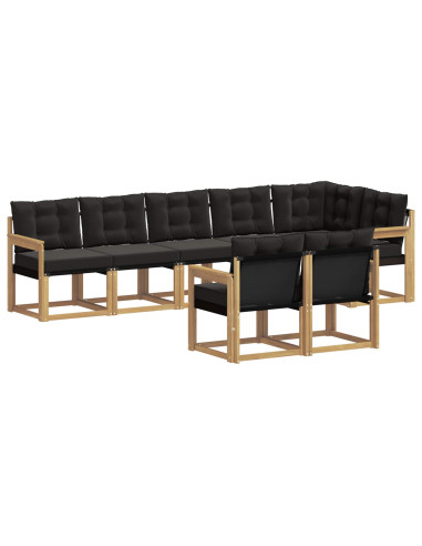 Set di divani da esterno con cuscino 8 pcs Bianco e Nero