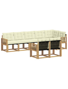Set di divani da esterno con cuscino 8 pcs Bianco e Crema 2