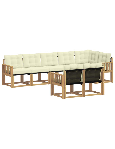 Set di divani da esterno con cuscino 8 pcs Bianco e Crema