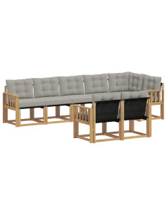 Set di divani da esterno 8 pcs Bianco e Grigio Chiaro 2