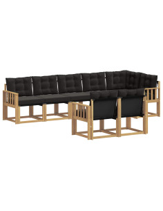 Set di divani da esterno con cuscino 8 pcs Bianco e Nero 2