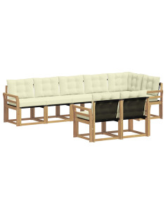 Set di divani da esterno con cuscino 8 pcs Bianco e Crema 2