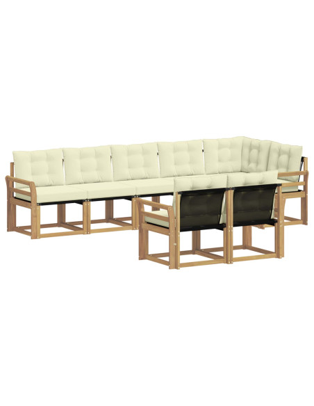 Set di divani da esterno con cuscino 8 pcs Bianco e Crema