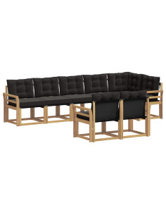 Set di divani da esterno con cuscino 8 pcs Bianco e Nero 2