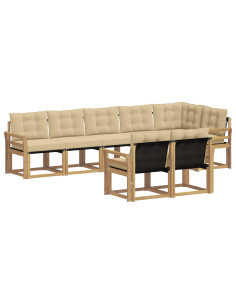 Set di divani da esterno con cuscino 8 pcs Bianco e Beige 2