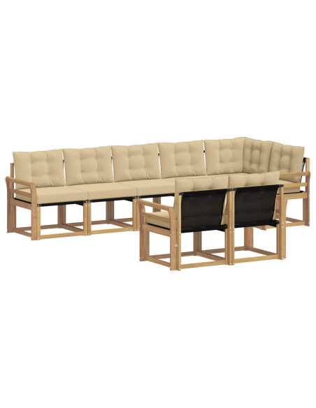 Set di divani da esterno con cuscino 8 pcs Bianco e Beige