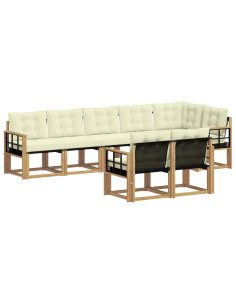 Set di divani da esterno con cuscino 8 pcs Bianco e Crema 2