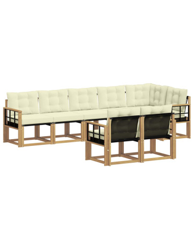 Set di divani da esterno con cuscino 8 pcs Bianco e Crema