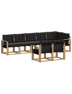 Set di divani da esterno con cuscino 8 pcs Bianco e Nero 2