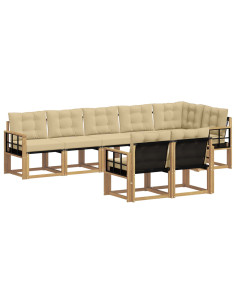 Set di divani da esterno con cuscino 8 pcs Bianco e Beige 2