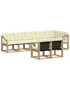 Set di divani da esterno con cuscino 8 pcs Bianco e Crema 2