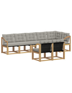Set di divani da esterno 8 pcs Bianco e Grigio Chiaro 2