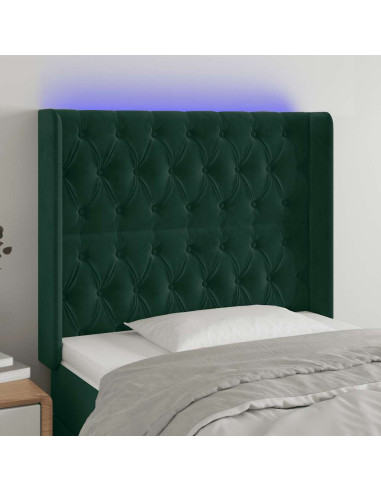 Testiera a LED Verde Scuro 93x16x118/128 cm in Velluto