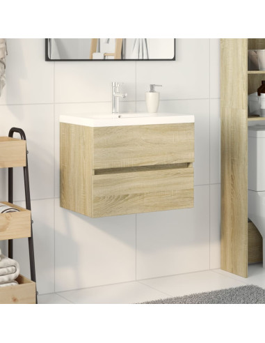 Set Mobili da Bagno 2 pz in Ceramica e Legno Multistrato