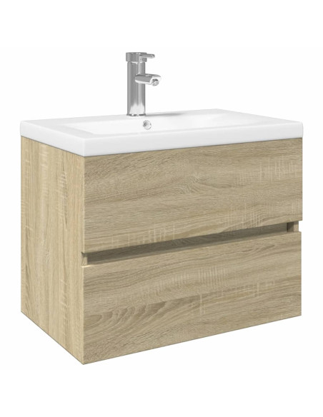 Set Mobili da Bagno 2 pz in Ceramica e Legno Multistrato