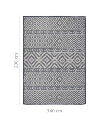 Tappeto da Esterni a Tessitura Piatta 140x200 cm Strisce Blu