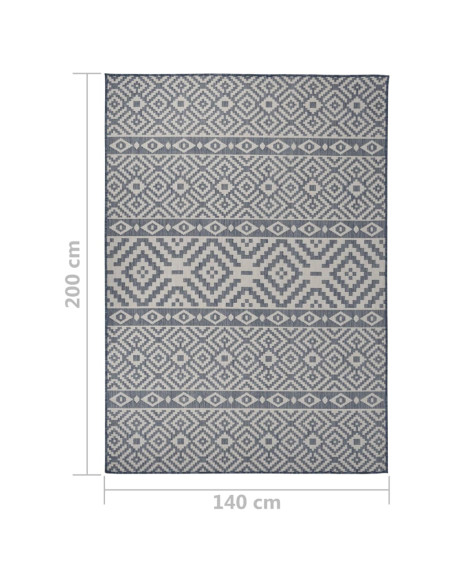 Tappeto da Esterni a Tessitura Piatta 140x200 cm Strisce Blu