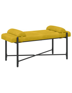 Panchina con bottoni e cuscini Giallo 110 x 40 x 46 cm Velluto