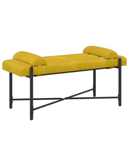 Panchina con bottoni e cuscini Giallo 110 x 40 x 46 cm Velluto