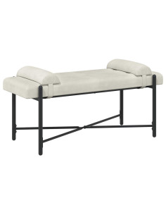 Panchina con bottoni e cuscini Crema 110 x 40 x 46 cm Velluto