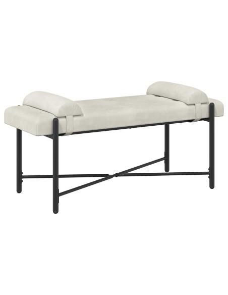 Panchina con bottoni e cuscini Crema 110 x 40 x 46 cm Velluto