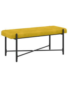 Panchina con bottoni e cuscini Giallo 110 x 40 x 46 cm Velluto 2