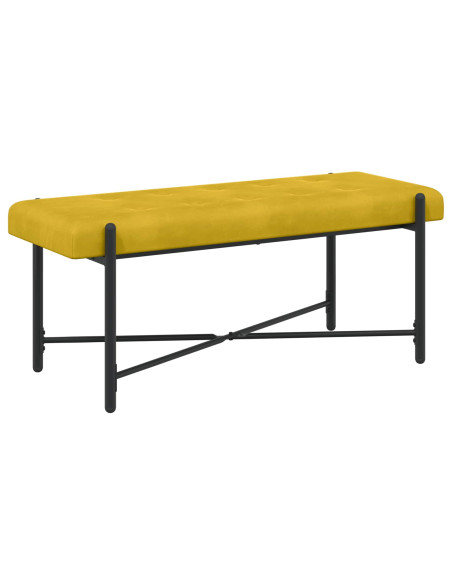 Panchina con bottoni e cuscini Giallo 110 x 40 x 46 cm Velluto