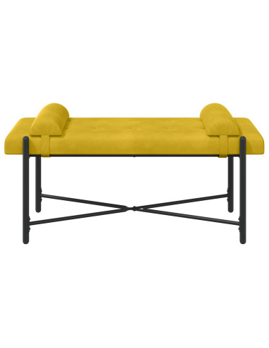 Panchina con bottoni e cuscini Giallo 110 x 40 x 46 cm Velluto