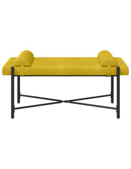 Panchina con bottoni e cuscini Giallo 110 x 40 x 46 cm Velluto