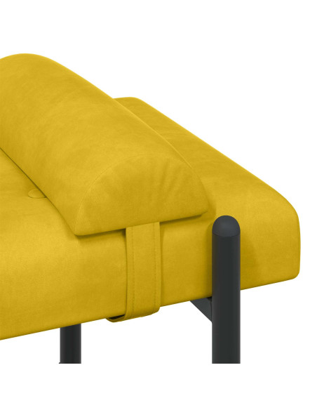 Panchina con bottoni e cuscini Giallo 110 x 40 x 46 cm Velluto