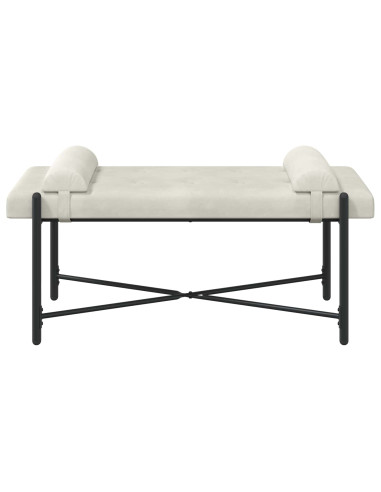 Panchina con bottoni e cuscini Crema 110 x 40 x 46 cm Velluto