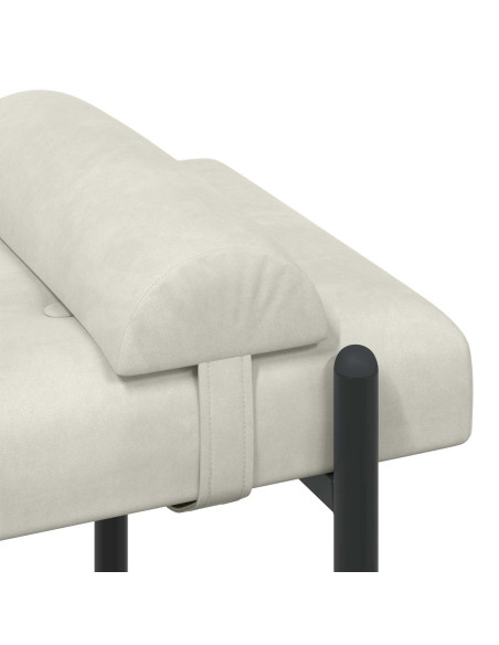 Panchina con bottoni e cuscini Crema 110 x 40 x 46 cm Velluto