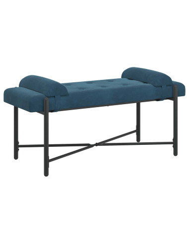 Panchina con bottoni e cuscini Blu 110 x 40 x 46 cm Velluto