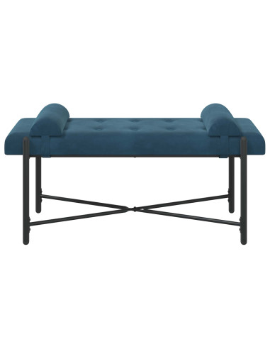 Panchina con bottoni e cuscini Blu 110 x 40 x 46 cm Velluto