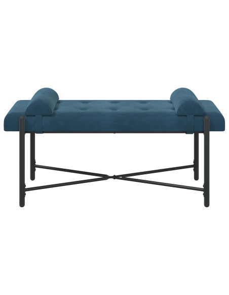 Panchina con bottoni e cuscini Blu 110 x 40 x 46 cm Velluto