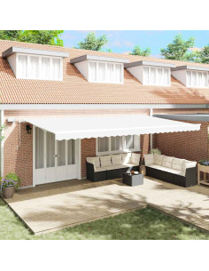 Tenda retrattile Bianco 600 × 350 cm Tessuto e Alluminio