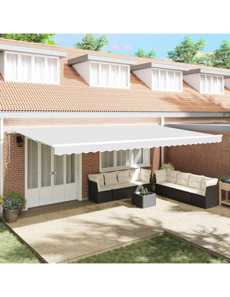 Tenda retrattile Bianco 600 × 350 cm Tessuto e Alluminio