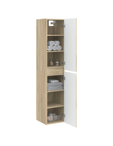 Mobiletto da Bagno a Muro Rovere Sonoma 33 x 34,5 x 160 cm