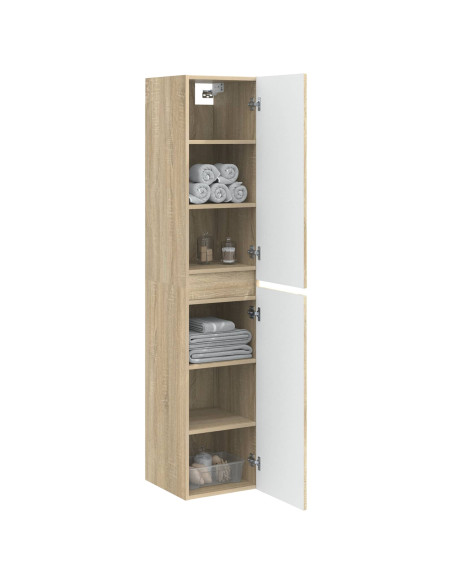 Mobiletto da Bagno a Muro Rovere Sonoma 33 x 34,5 x 160 cm