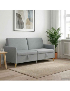 Divano con Storage Grigio Chiaro 192 x 78 x 87 cm Poliestere
