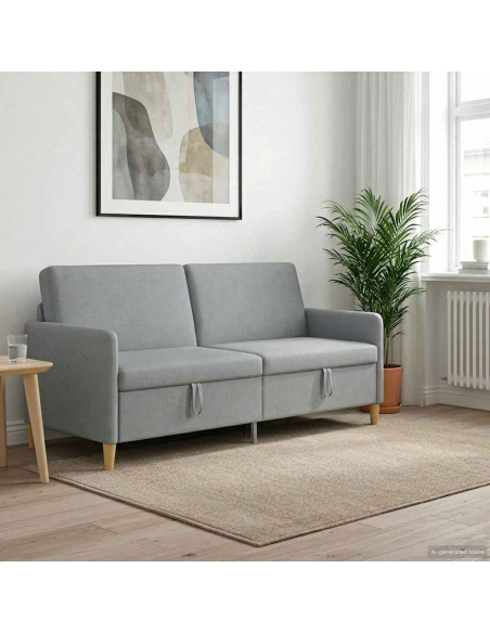 Divano con Storage Grigio Chiaro 192 x 78 x 87 cm Poliestere