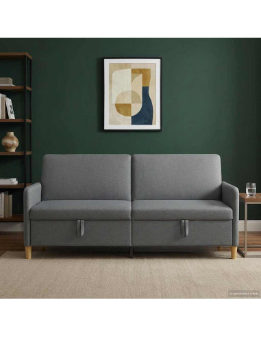 Divano con Storage Grigio Scuro 192 x 78 x 87 cm Poliestere