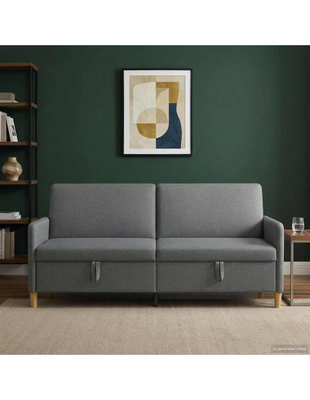 Divano con Storage Grigio Scuro 192 x 78 x 87 cm Poliestere