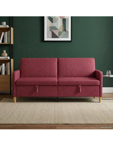 Divano con Storage Rosso Vino 192 x 78 x 87 cm Poliestere